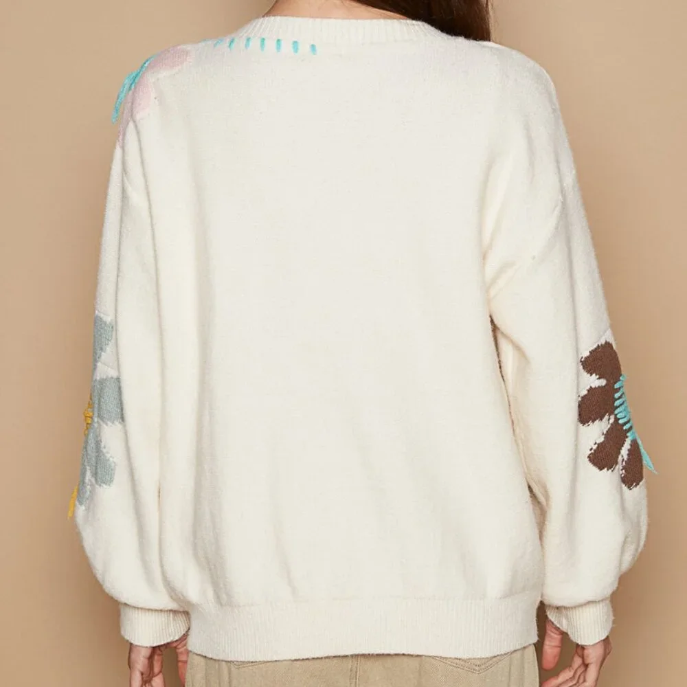 #102 POL V-Neck Balloon Sleeve Sweater - Picture 3 of 5